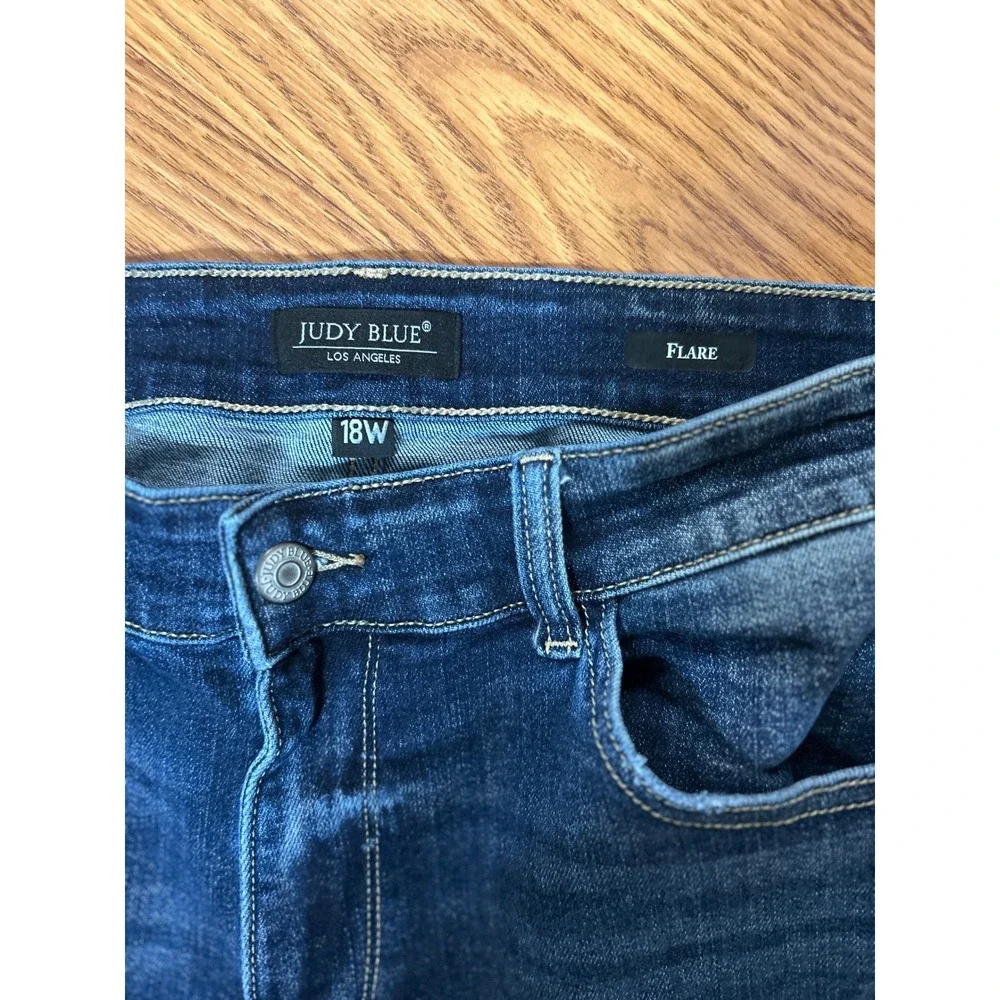Judy Blue Flare Jeans Womens 18W Dark Wash Stretch Denim JB82637DK-CO-PL - Picture 4 of 6
